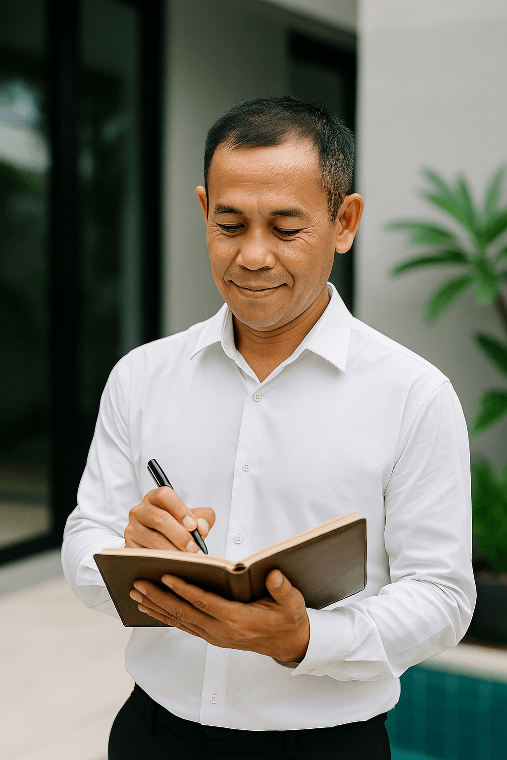 Professional Thai Property Manager Taking Notes Professional Thai Property Manager Taking Notes