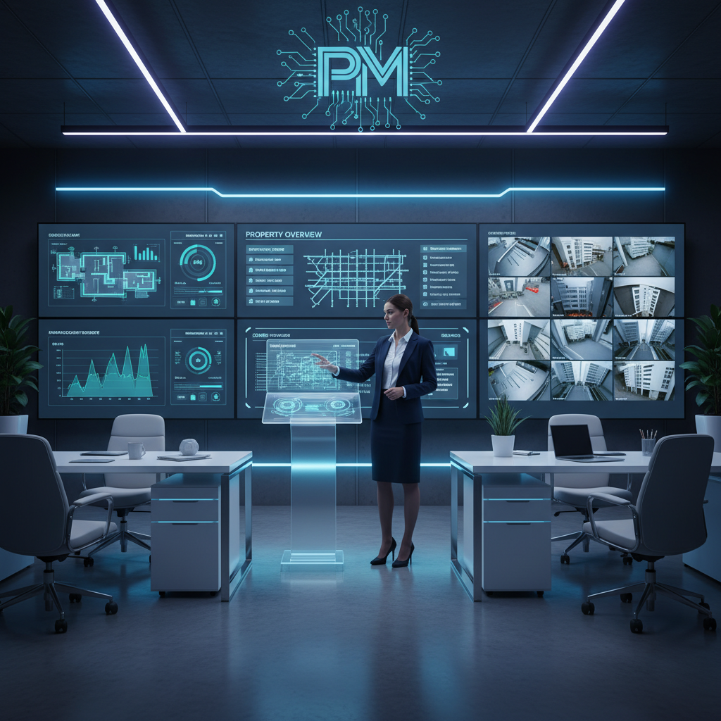 Smart Technology in Property Management Modern property management office using smart technology and digital systems